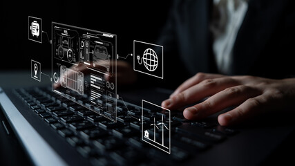 Smart interface showing electric vehicle performance, battery system, power control, charging status, and integration with renewable and grid-based energy sources Latch