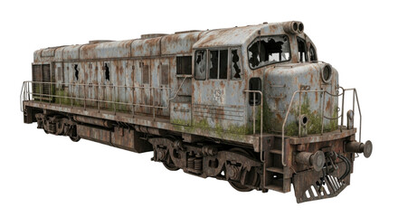 Obraz premium Abandoned locomotive transparent background cutout png