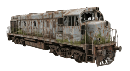Abandoned locomotive transparent background cutout png