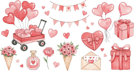 Valentine s day illustration with festive decorations and gifts for loved ones