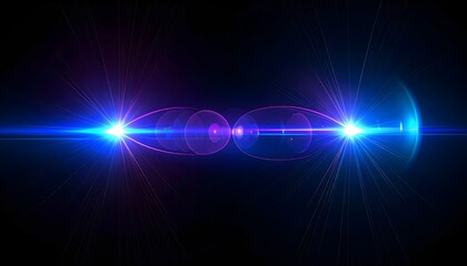 Naklejka premium Abstract Blue and Pink Light Streaks with Lens Flares on Black Background