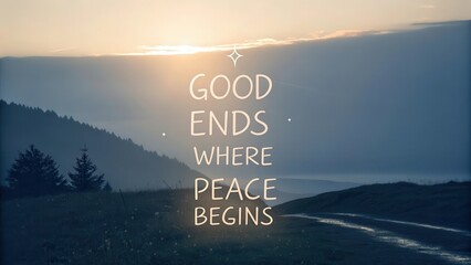 Inspirational quote displayed over a peaceful landscape background