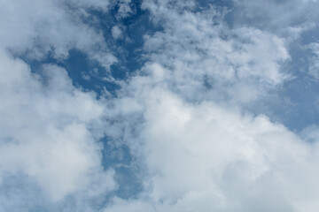 Fototapeta premium Blue Sky with Soft White Clouds Under Natural Daylight – High-Resolution Cloudscape Background for Nature, Weather, and Sky Photography