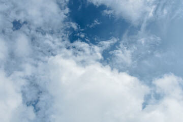 Fototapeta premium Blue Sky with Soft White Clouds Under Natural Daylight – High-Resolution Cloudscape Background for Nature, Weather, and Sky Photography