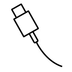 USB Type-C Cable Icon in Black. Vector.