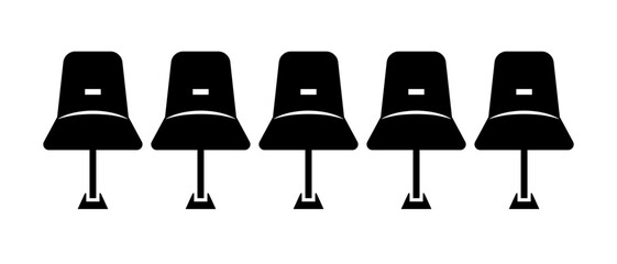 Five waiting bench Silhouette. Vector.