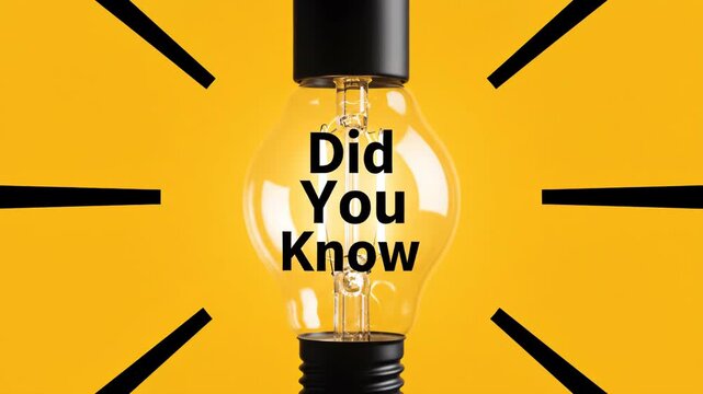 Light bulb with did you know text on yellow background with black lines