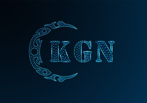 Low poly letter logo KGN design. KGN letter logo low poly vector design on blue color gradient background. KGN logo low poly design
