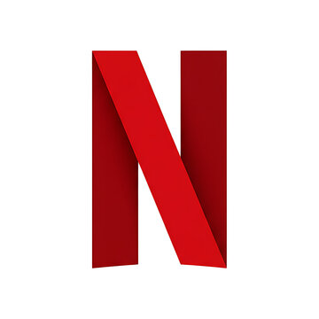 Red Netflix logo isolated on transparent background. Editorial use only.
