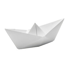 Obraz premium White Paper Boat Isolated Black