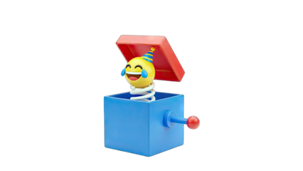 Emoji Jack-in-the-Box Laughing Out Loud on White