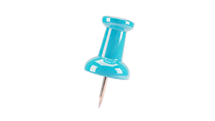 Blue Push Pin Isolated on White Background