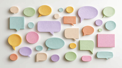colorful speech bubbles and circles on white background for communication