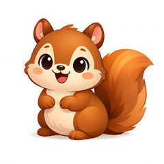 Obraz premium Cute Cartoon Squirrel Standing Illustration Isolated on White Background
