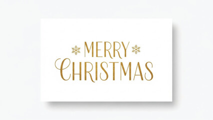 Merry Christmas Gold Glitter Typography with Snowflakes on White Background