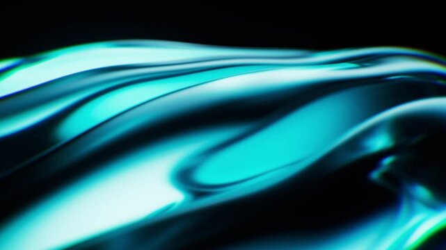 Transparent wave glass geometries with colorful lights, 3d rendering.