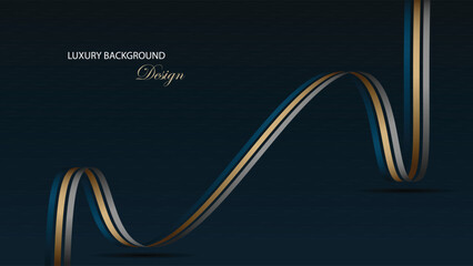 Luxury background vector design. Blue luxury background with curved ribbon. Suit for banner, award, certificate, presentation and others