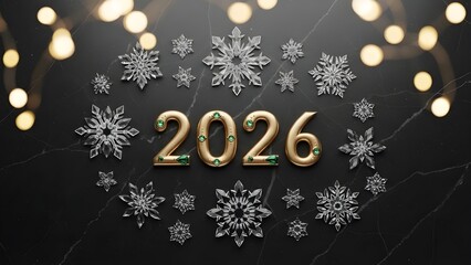 Happy New Year 2026 Festive Snowflake Celebration Design