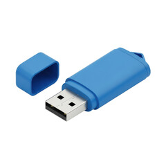 Blue USB Flash Drive Isolated Black Background