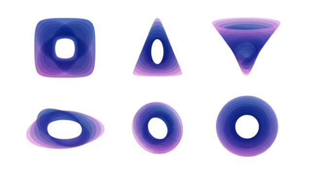 Abstract gradient shapes collection including a circle square and cone on transparent background - Powered by Adobe