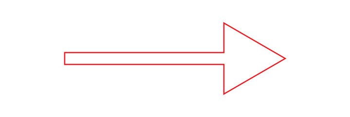 Obraz premium Long red arrowhead vector icon. Isolated long red arrow icon on white background. EPS 10.