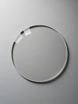 Transparent Circular Disk with Clean Edges on Neutral Surface, minimalist