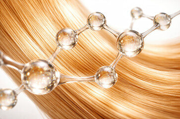 Hair molecule science representing active haircare treatment