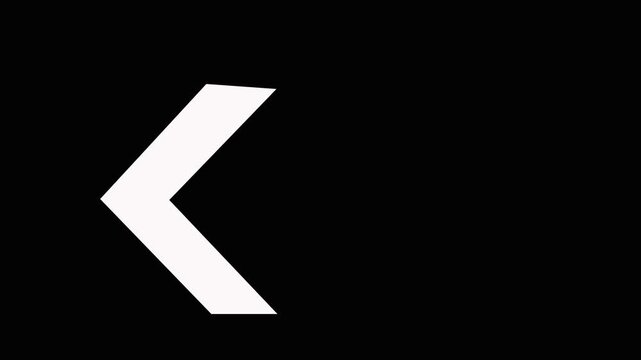 White left arrow sign animation on screen