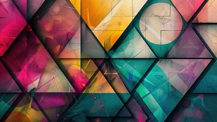 Video A unique clock design on a wall constructed from geometric shapes - Powered by Adobe