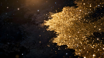 Golden Glitter Burst on Dark Background