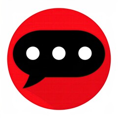 Fototapeta premium Red circle icon, black speech bubble with three white dots