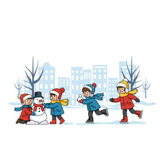 Children playing winter activities