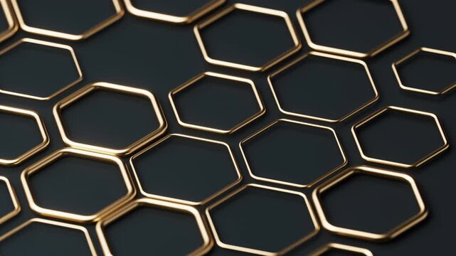 Metallic hexagon structure pattern background, 3d rendering.