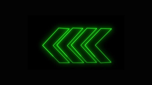 Neon green glowing arrows motion graphics