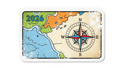 Compass map 2026 isolated on transparent background
