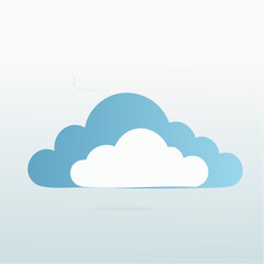 A conceptual illustration of a white cloud overlaid on a larger blue cloud, suggesting digital storage or cloud computing services with a clean, minimalist aesthetic and soft shadows