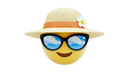 Emoji Wearing Sunglasses and Hat on Vacation