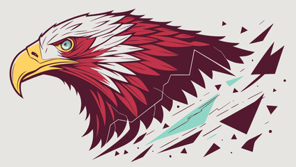 Fototapeta premium Stylized Eagle Profile Illustration with Geometric Fragments