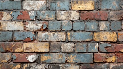 Obraz premium Textured Vintage Brick Wall with Colorful Patina and Wear