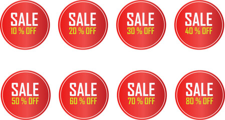 Vector illustration of a business set featuring glossy red round sale buttons, discount labels, and Easter egg stickers with price tags for web shop offers