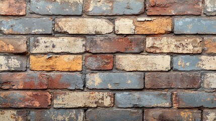Fototapeta premium Textured Vintage Brick Wall with Unique Color Variations and Wear