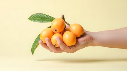 hand holding loquat fruits