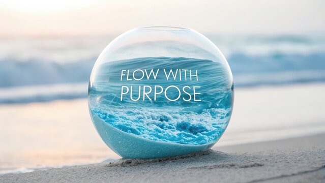A Glass Globe with Ocean Texture and Inspirational Quote