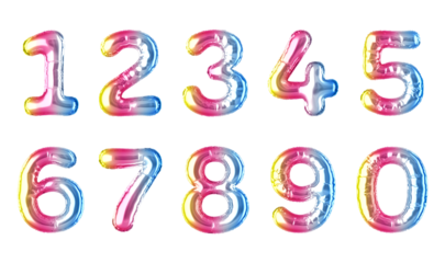 Rainbow Balloon Font - Number
