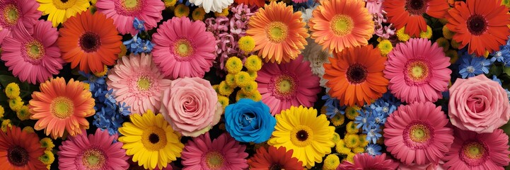 Vibrant flower arrangement with gerbera daisies and roses