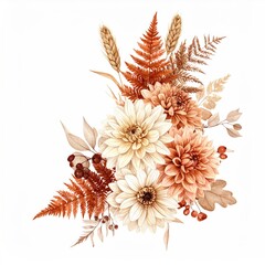 Autumnal floral bouquet in muted tones