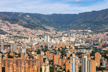 Medellin skyline cityscape view from Calasanz on skyscrapers in downtown in Medell&iacute;n, Colombia