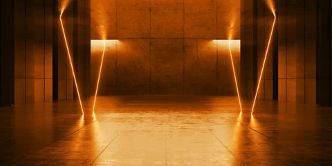 Cyber Futuristic Underground Basement Center Sci Fi Laser Neon Glowing VIbrant Concrete Grunge Warehouse Dystopian 3D Rendering © IM_VISUALS