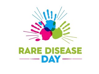 Rare Disease Day Awareness Illustration with Colorful Handprints Design