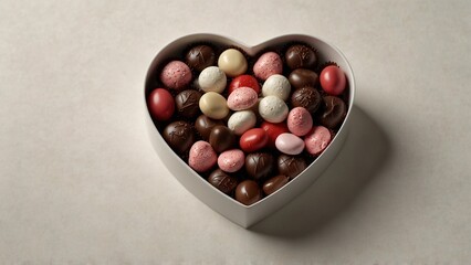 heart-shaped box with assorted candies for valentine's day